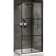 Душевая перегородка Abber Immer Offen 100 см профиль черный