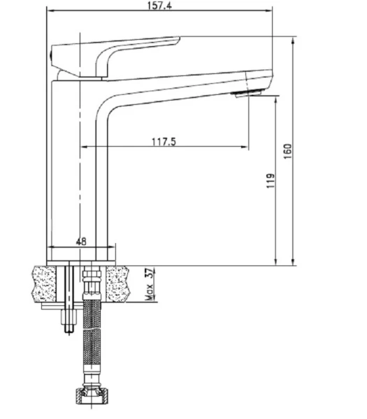 Смеситель для раковины Cersanit Nature хром 63063 (детальная фотография), для раковины