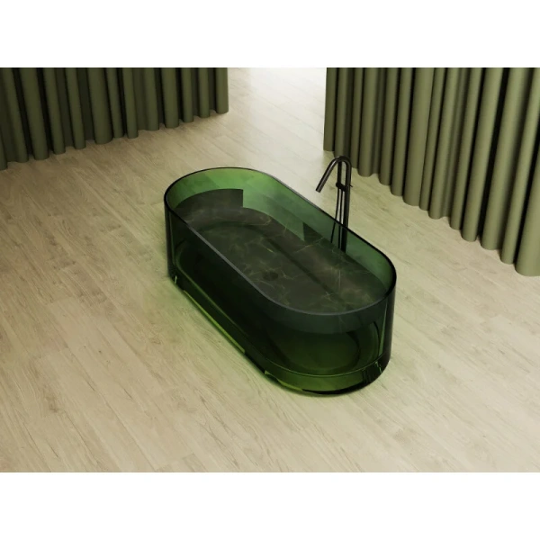 Ванна из полиэфирной смолы Abber Kristall 170x75 см зеленая AT9708Emerald (детальная фотография), отдельностоящие