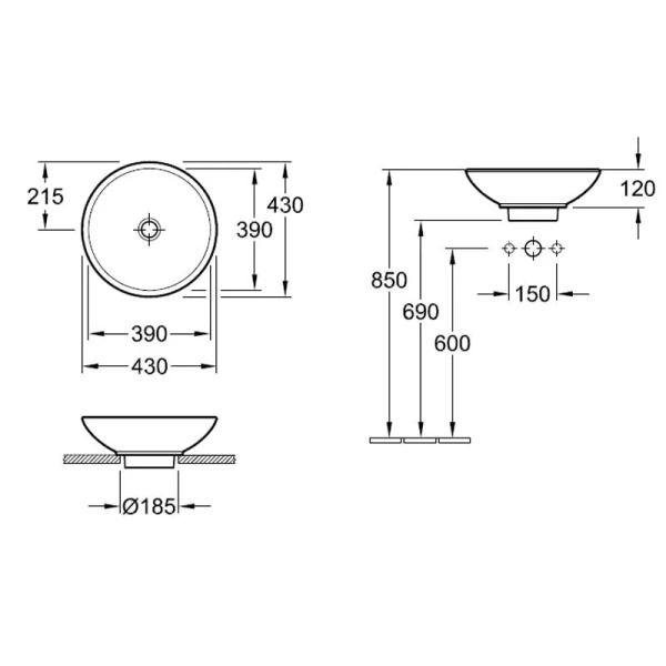 Раковина накладная Villeroy & Boch Loop & Friends 514400 (детальная фотография), накладные (на столешницу)