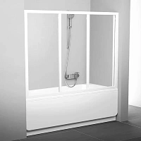 Шторка для ванны, профиль белый, стекло прозрачное, Ravak AVDP3-160 40VS0102Z1