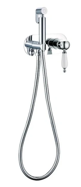 Гигиенический душ со смесителем Boheme Brillante хром ручка белая 426 (детальная фотография)