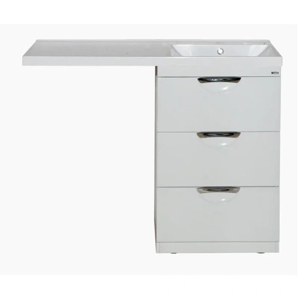 Тумба под раковину напольная Misty Куба 55 см белая П-Куб01060-0113Я (детальная фотография), моноблок, для стиральной машины