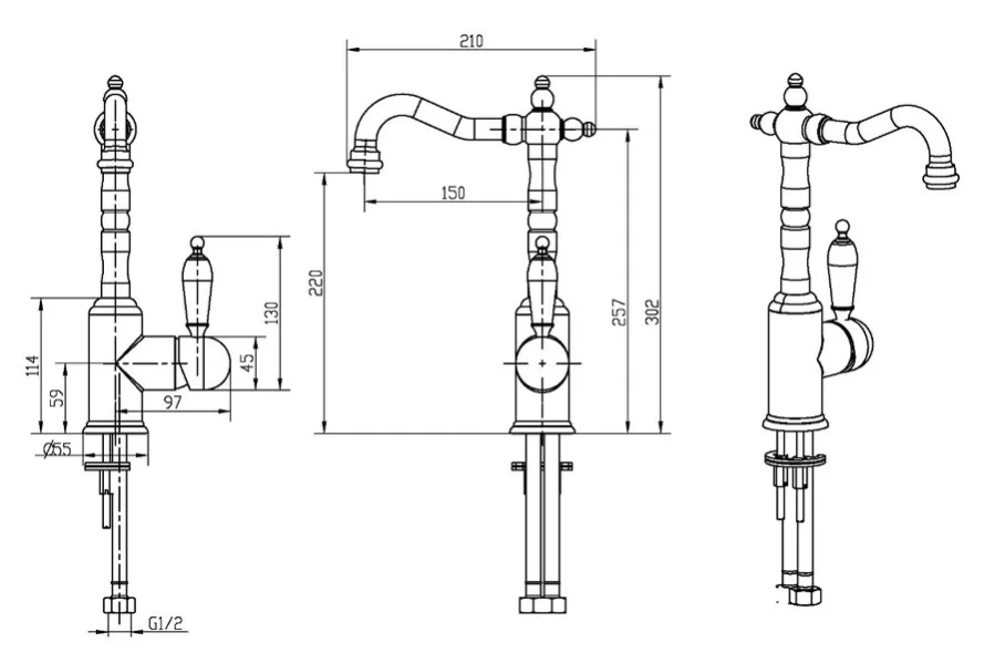 Смеситель для раковины Boheme Provanse высокий 362 (детальная фотография), для раковины