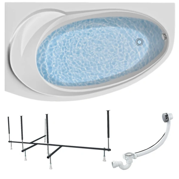 Ванна акриловая 1MarKa Julianna 01дж1695лкс2+/01дж1695пкс2+, 160 x 95 см, левая/правая, цвет белый (детальная фотография) index_1