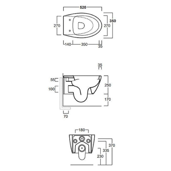 Схема (детальная фотография), без бачка, со скрытым бачком