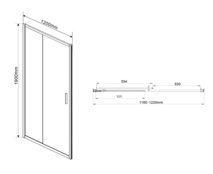 Душевая дверь в нишу Vincea Garda 120 см профиль хром, стекло шиншилла VDS-1G120CH (детальная фотография), 120 см