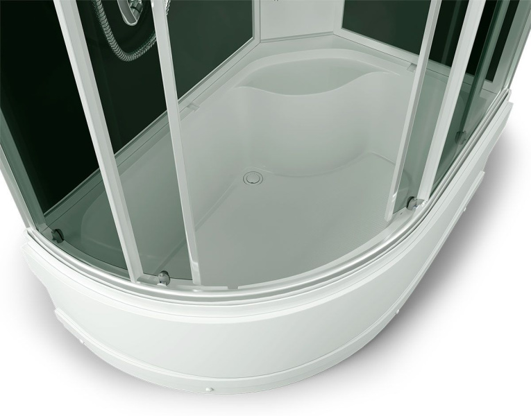 Душевая кабина правосторонняя, задняя стенка чёрная, стекло тонированное, Erlit Comfort ER4512TPR-C4 ER4512TPR-C4-RUS (детальная фотография), угловые, недорогие, с гидромассажем, c тропическим душем, с вентиляцией, с крышей