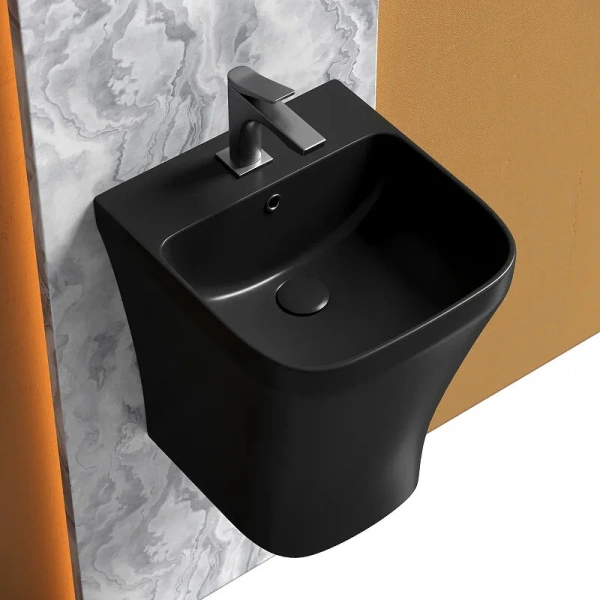 Раковина Ceramica Nova Dion 36 см моноблок, чёрная матовая CN6067MB (детальная фотография), черные