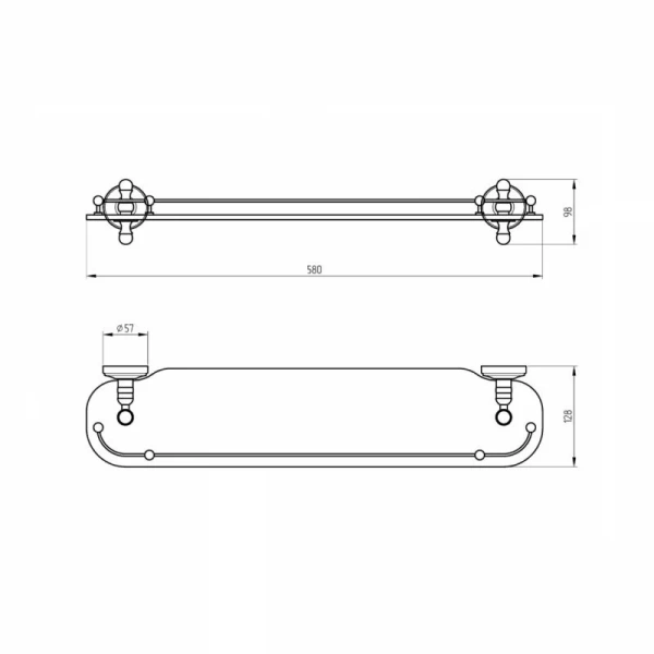 Полочка для ванной Migliore Mirella хром 17246 (детальная фотография), классические, ретро, декорированные