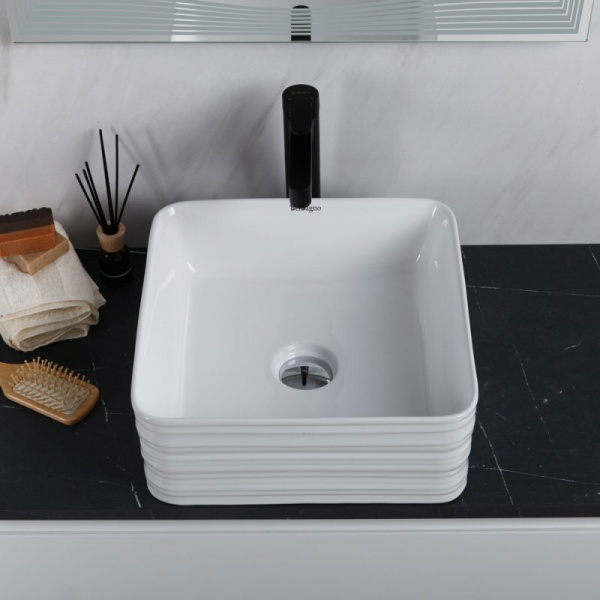 Раковина накладная BelBagno 40 см керамическая, белая BB1421 (детальная фотография), накладные (на столешницу), пристенные