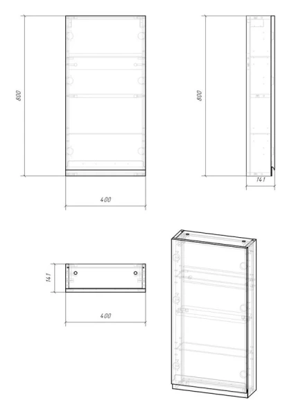 Зеркальный шкаф Cersanit Moduo 40 см белый SB-LS-MOD40/Wh (детальная фотография), в наличии