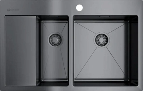 Мойка для кухни Omoikiri Akisame 78-2-GM-R 78 см вороненая сталь чаша справа - фото 5