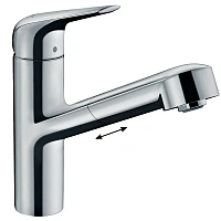 Смеситель для кухни Hansgrohe Focus M42 вытяжной поворотный излив, хром