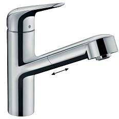 Смеситель для кухни Hansgrohe Focus M42 вытяжной поворотный излив, хром