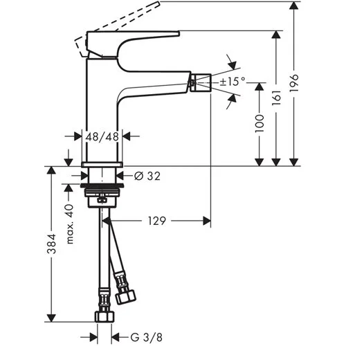 Смеситель для биде Hansgrohe Metropol хром 74520000 (детальная фотография), для биде