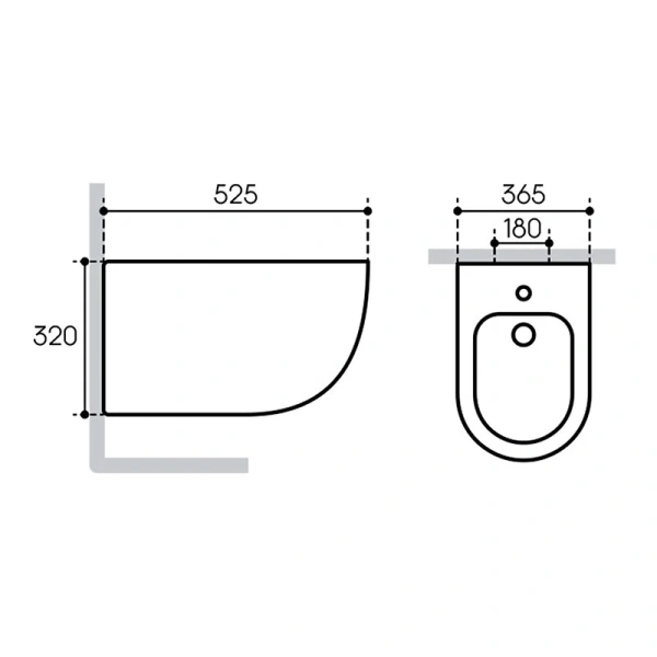 Биде подвесное Aqueduto Ovo серое матовое OVO0330 (детальная фотография), современные, hi-tech