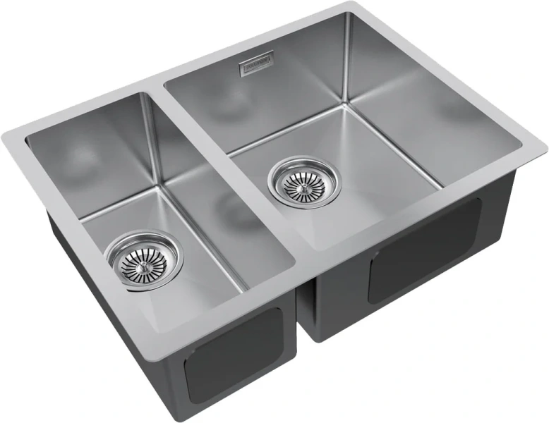 Мойка для кухни Paulmark Zusat 59 см нержавеющая сталь, правосторонняя PM225944-BSR (детальная фотография), из нержавеющей стали, стальные, металлические