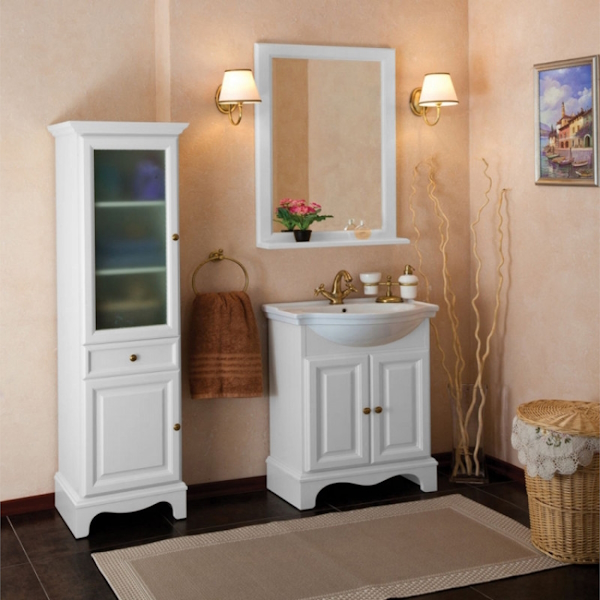 Зеркало для ванной с полкой, цвет белый матовый, La Beaute Michel SPEC174LBO (детальная фотография), по запросу