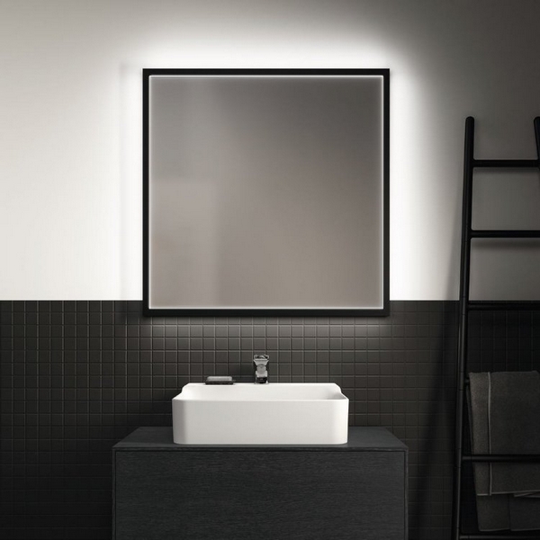 Зеркало с подсветкой Ideal Standard Conca 80 см в черной раме T3966BH (детальная фотография), современные, hi-tech