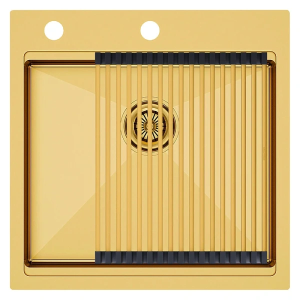 Мойка для кухни Paulmark Kroner-Pro 51 см брашированное золото PM705151-BG (детальная фотография)