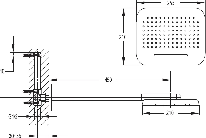 Верхний душ Cezares Tesoro двухрежимный, хром TESORO-F-TD2P-01 (детальная фотография), хром