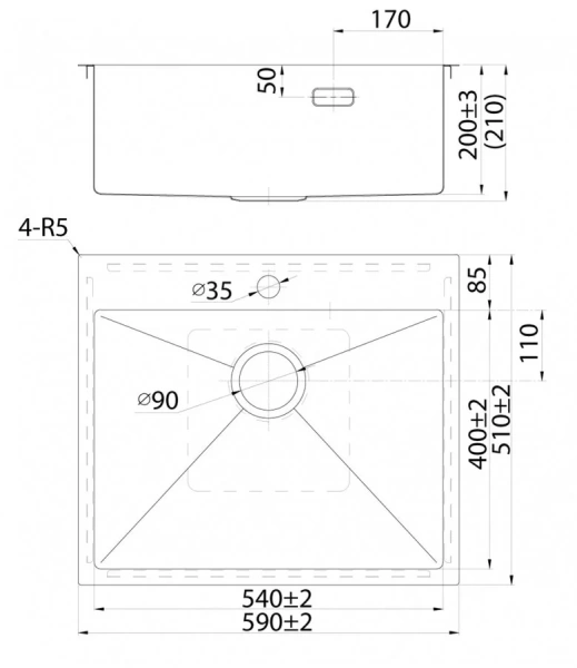 Мойка для кухни IDDIS Haze 59 см нержавеющая сталь HAZ59S0i77 (детальная фотография), врезные