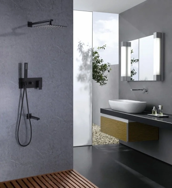 Душевой комплект Abber Daheim черный матовый AF8217B (детальная фотография), черные