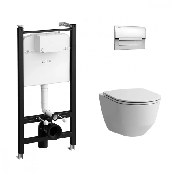 Унитаз с инсталляцией Laufen Pro с кнопкой смыва Z.RU93.0.761.5 (детальная фотография)