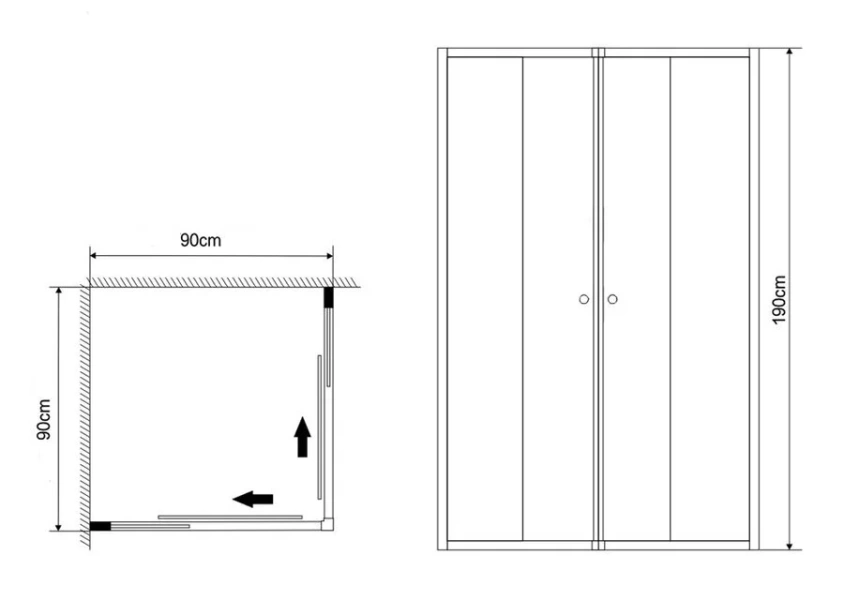 Душевой уголок Grossman Solis 90x90 см двери раздвижные GR-9090So (детальная фотография), квадратные