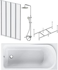 Ванна акриловая AM.PM Like W80ASET-150AC 150х70 см с каркасом, шторкой, и душевой стойкой со смесителем