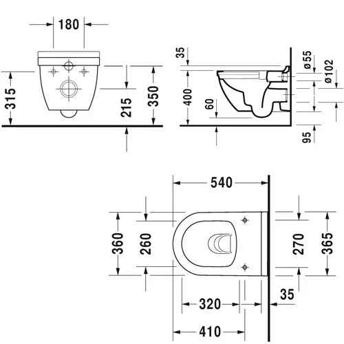 Унитаз подвесной Duravit Starck 3 белый 2527090000 (детальная фотография), подвесные, встраиваемые