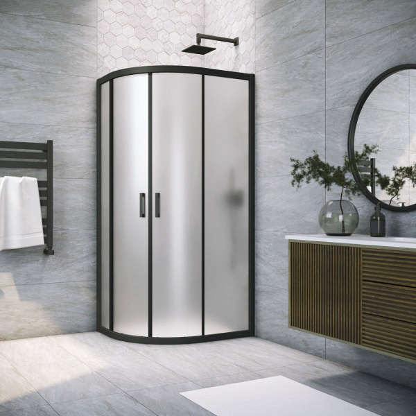 Душевой уголок профиль черный матовый стекло сатин Vegas-glass ZS-F NOVO 120*80 02М 10 (детальная фотография)