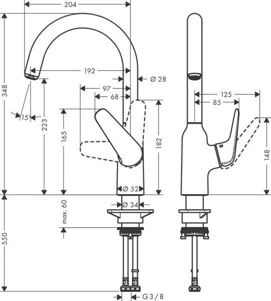 Смеситель для кухни Hansgrohe Focus M42 хром 71802000 (детальная фотография), для кухни
