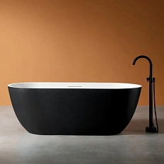 Ванна из искусственного камня Abber Frankfurt 170x75 см черно-белая матовая