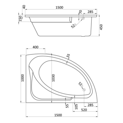 Ванна акриловая Santek Гоа 150х100 см правая 1WH112032 (детальная фотография), 150x100 см