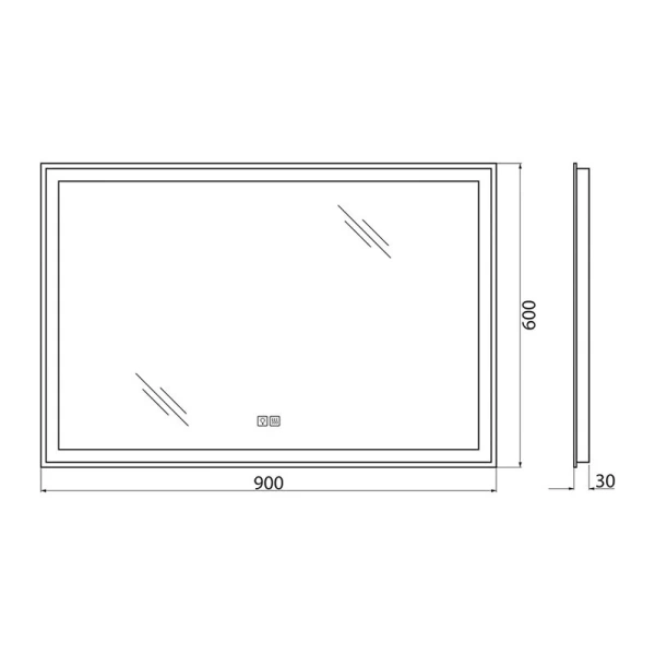 Зеркало с подсветкой BelBagno Spc 90 см с подогревом SPC-GRT-900-600-LED-TCH-WARM (детальная фотография), в наличии