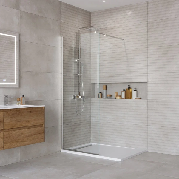 Душевая перегородка BelBagno Kraft 80 см профиль хром KRAFT-L-1-80-C-Cr (детальная фотография), хром
