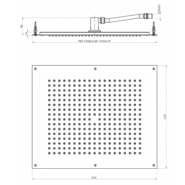 Верхний душ Bossini Dream черный матовый H38391.073 (детальная фотография), верхние души