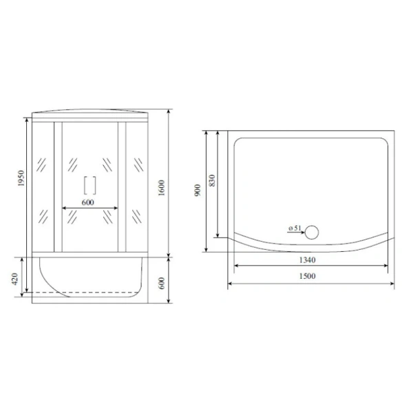 Душевой бокс Timo Lux 150x90 см стекло прозрачное T-7750(NEW) (детальная фотография), прямоугольные