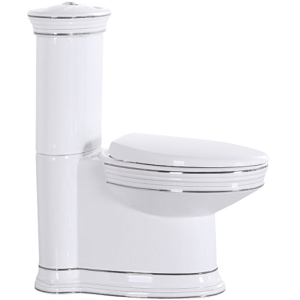 Унитаз компакт CeramaLux Luxe Classic белый/хром 1409 (детальная фотография)