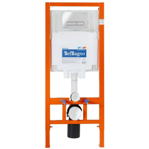 Унитаз с инсталляцией BelBagno Onda с сиденьем микролифтом BB066CHR/BB870SC/BB002-80/BB005-PR-CHROME (детальная фотография), с инсталляцией