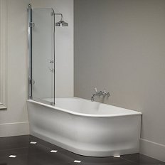 Душевая шторка левая, прозрачное стекло, фурнитура хром, Devon&Devon Savoy