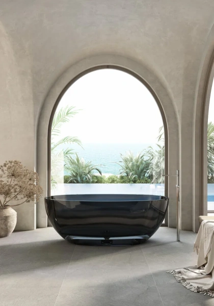 Ванна акриловая Abber Kristall AT9701 165x78 см прозрачная (детальная фотография), без гидромассажа, большие