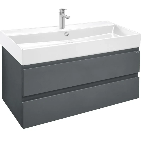 Тумба под раковину подвесная Jacob Delafon Madeleine 100 см серая матовая EB1318-J54 (детальная фотография), моноблок