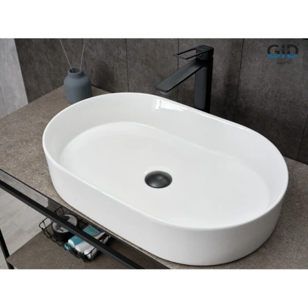Раковина GID Lago D1479 61 см белая 51203 (детальная фотография), в форме чаши, круглой формы