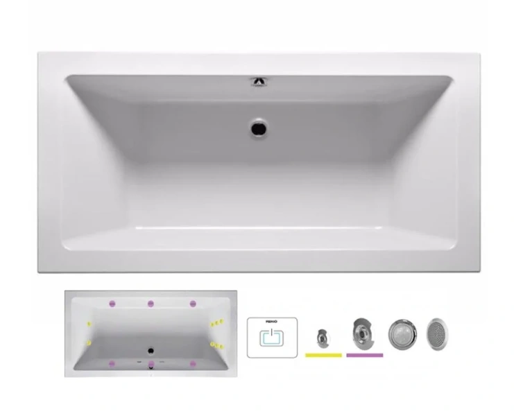 Ванна гидромассажная Riho Lugo 180 x 80 см, FLOW BT0200500000000_FLOW (детальная фотография), 180x80 см