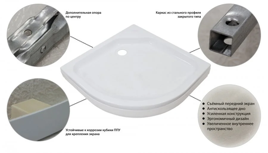 Душевой поддон Triton 100x100 см с полукруг Щ0000014391 (детальная фотография), акриловые