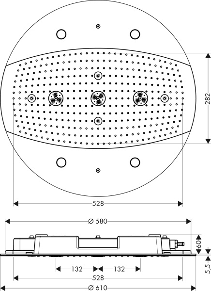 Схема (детальная фотография), верхние души