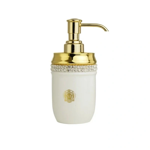 Дозатор для мыла Migliore Dubai декор золото 26593 (детальная фотография), золото, белые, комбинированные